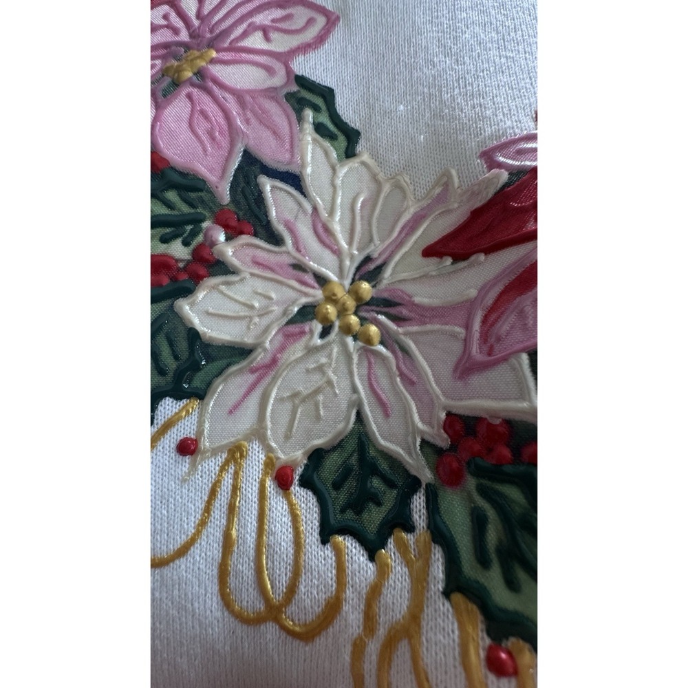 VTG Retro 80s Christmas Poinsettia Women's Sweatsuit Puffy Paints Handmade - Picture 13 of 16